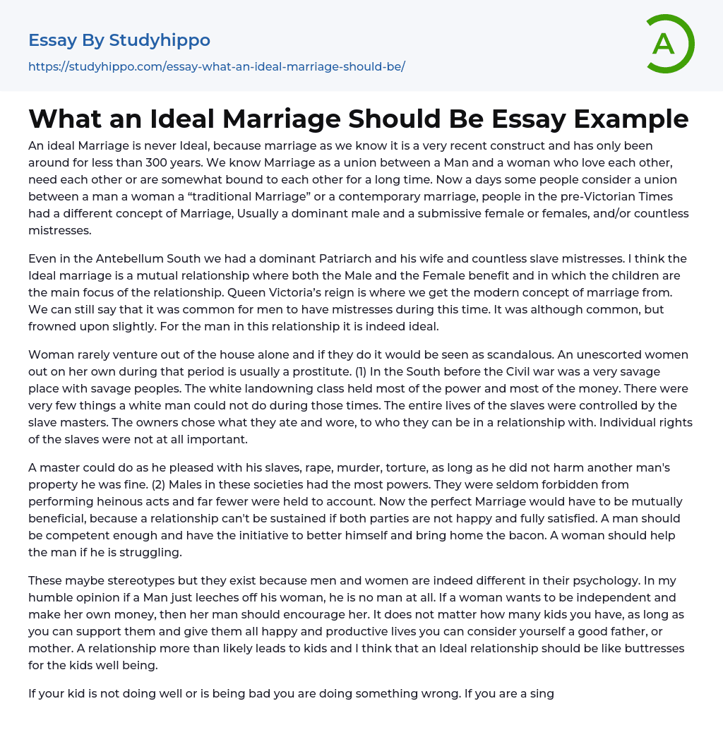the ideal marriage essay