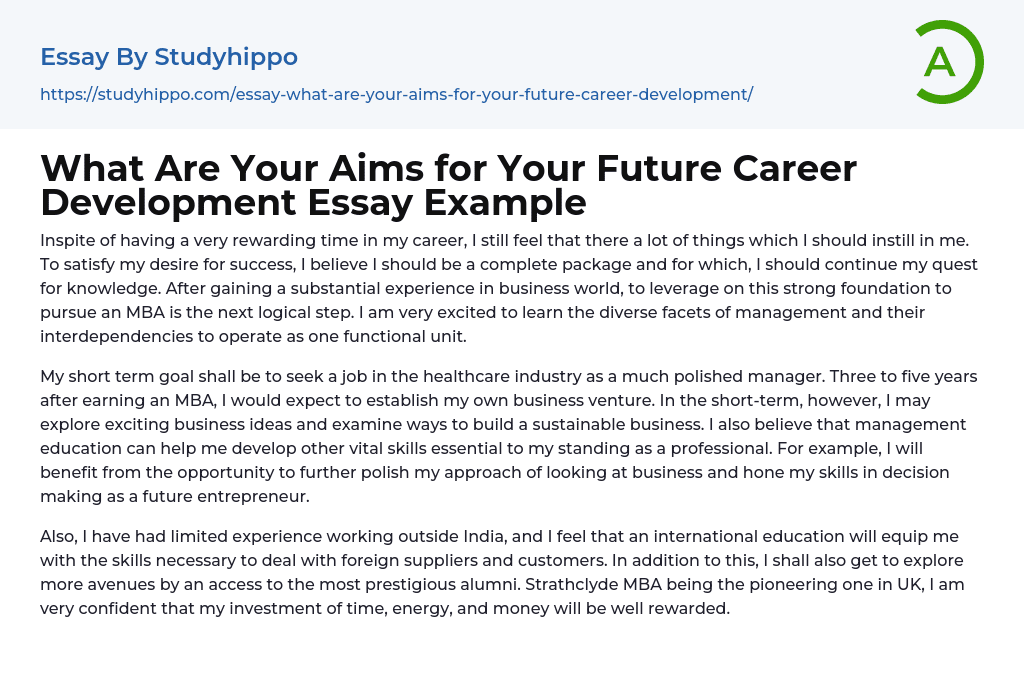 essay choice of future career
