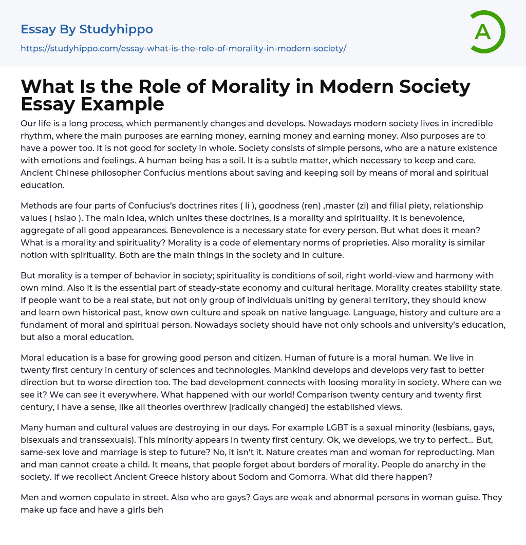 morality and modernity essay