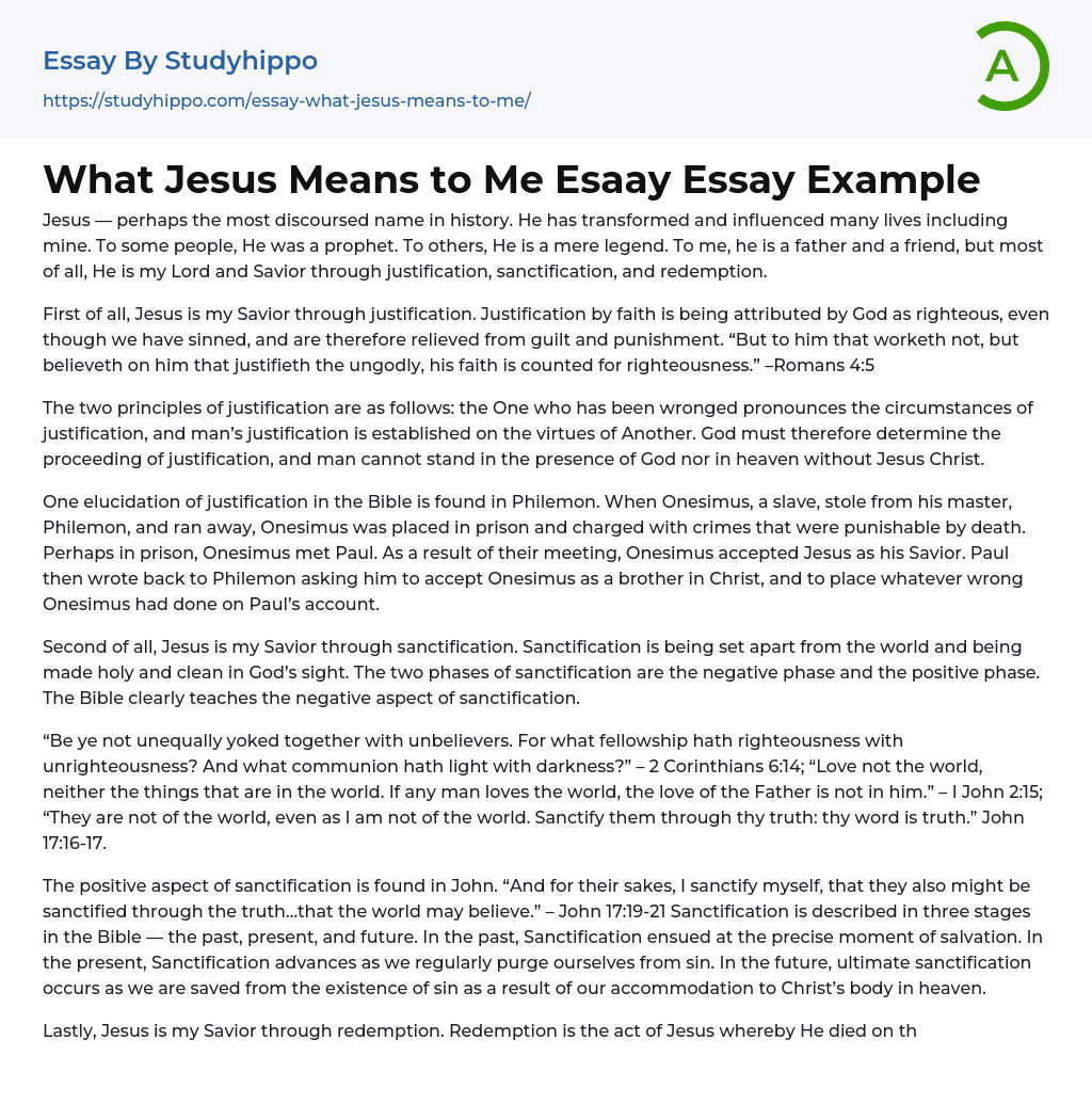 What Jesus Means to Me Esaay Essay Example