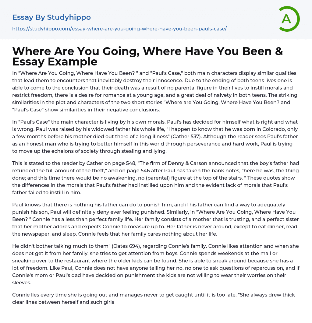 Where Are You Going, Where Have You Been &amp Essay Example