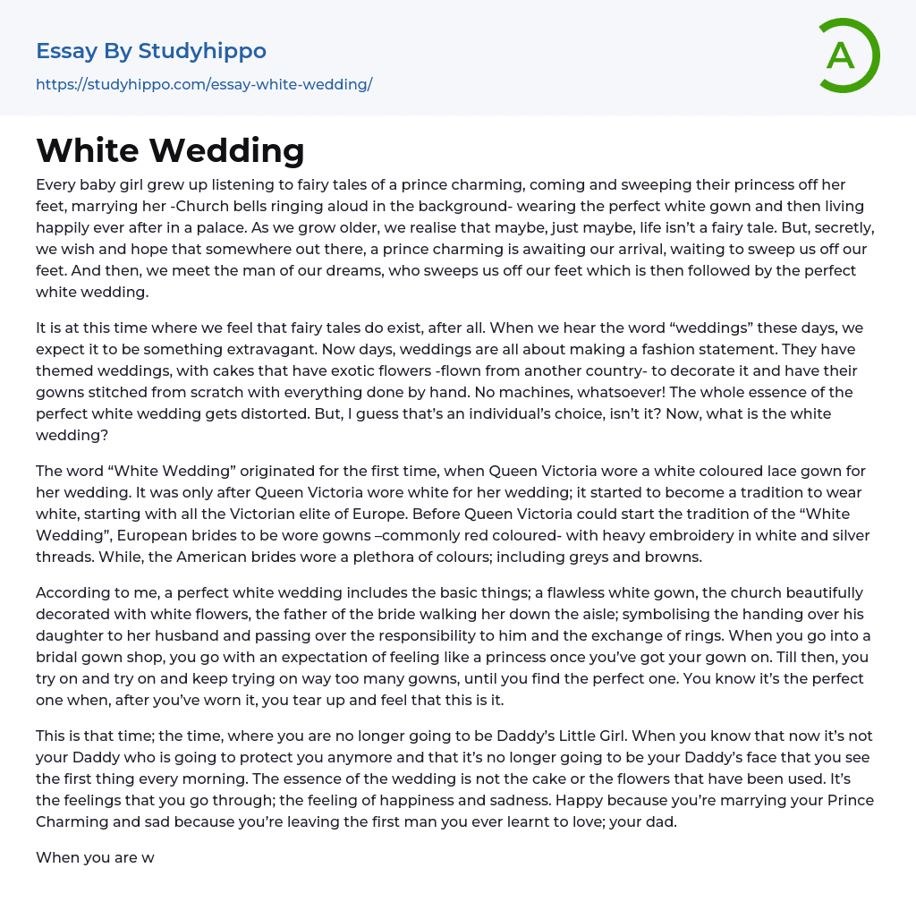 White Wedding Essay Example