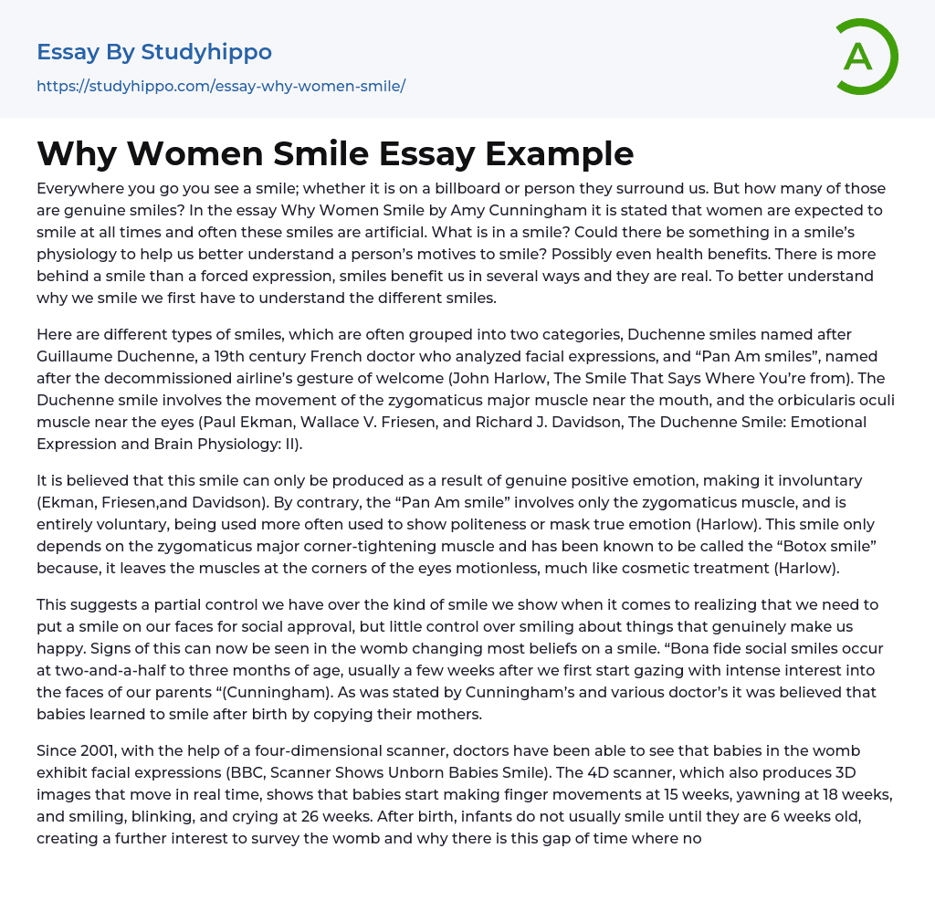 Why Women Smile Essay Example