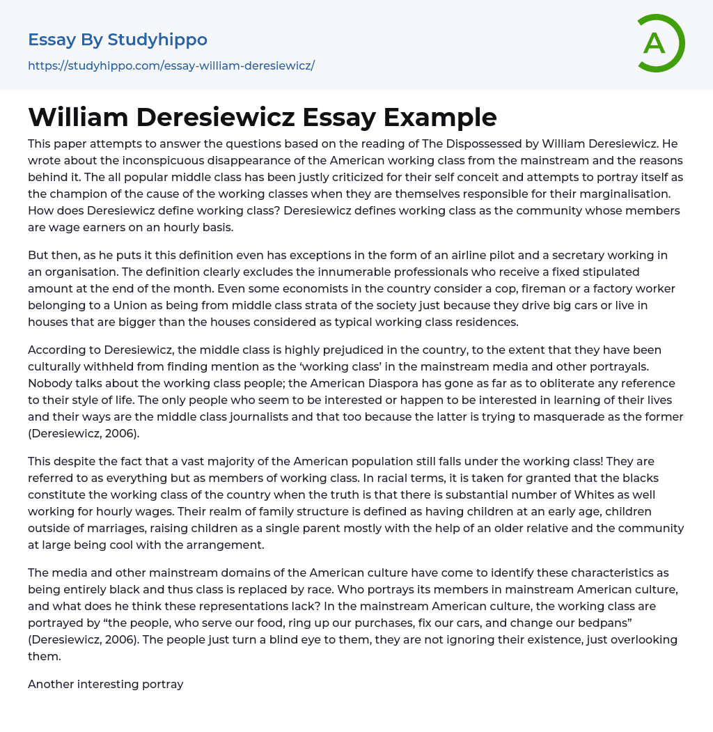 William Deresiewicz Essay Example