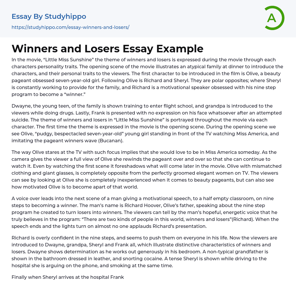 Winners and Losers Essay Example