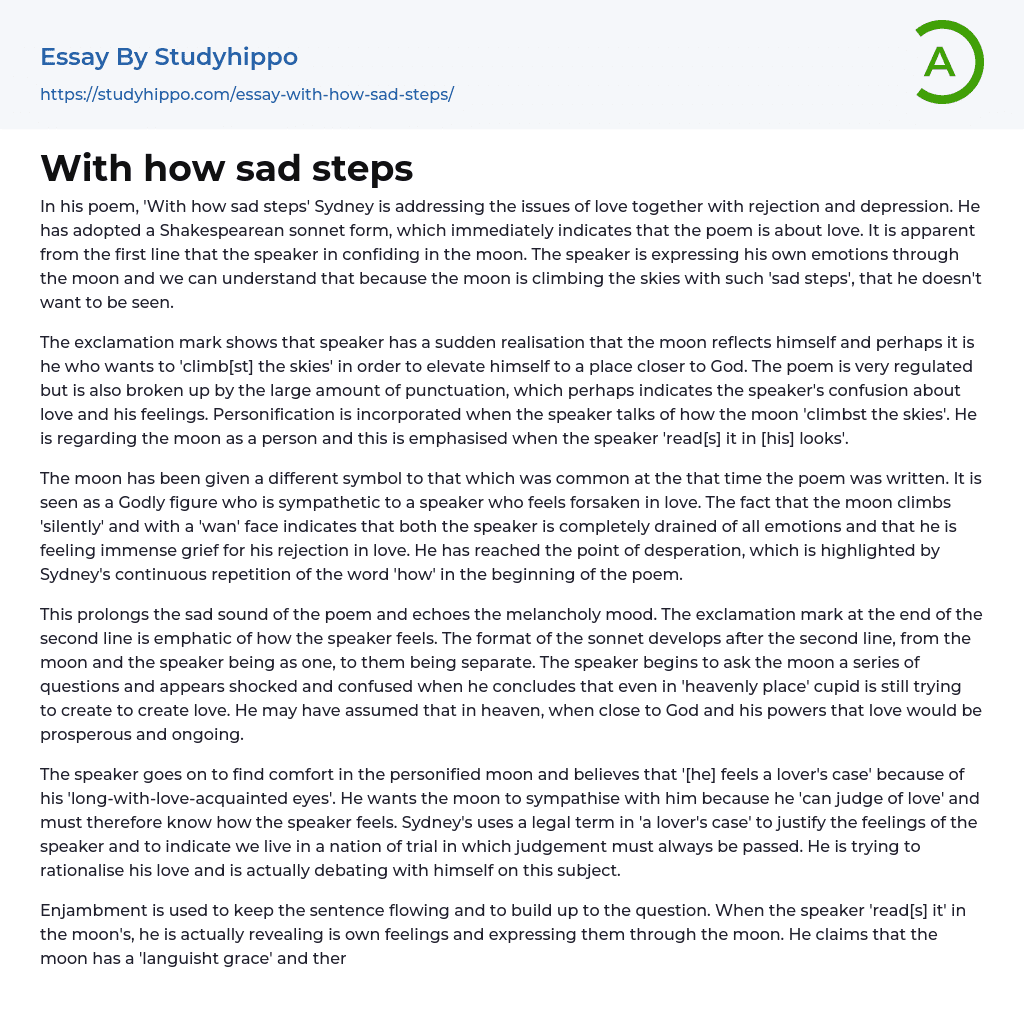 With how sad steps Essay Example
