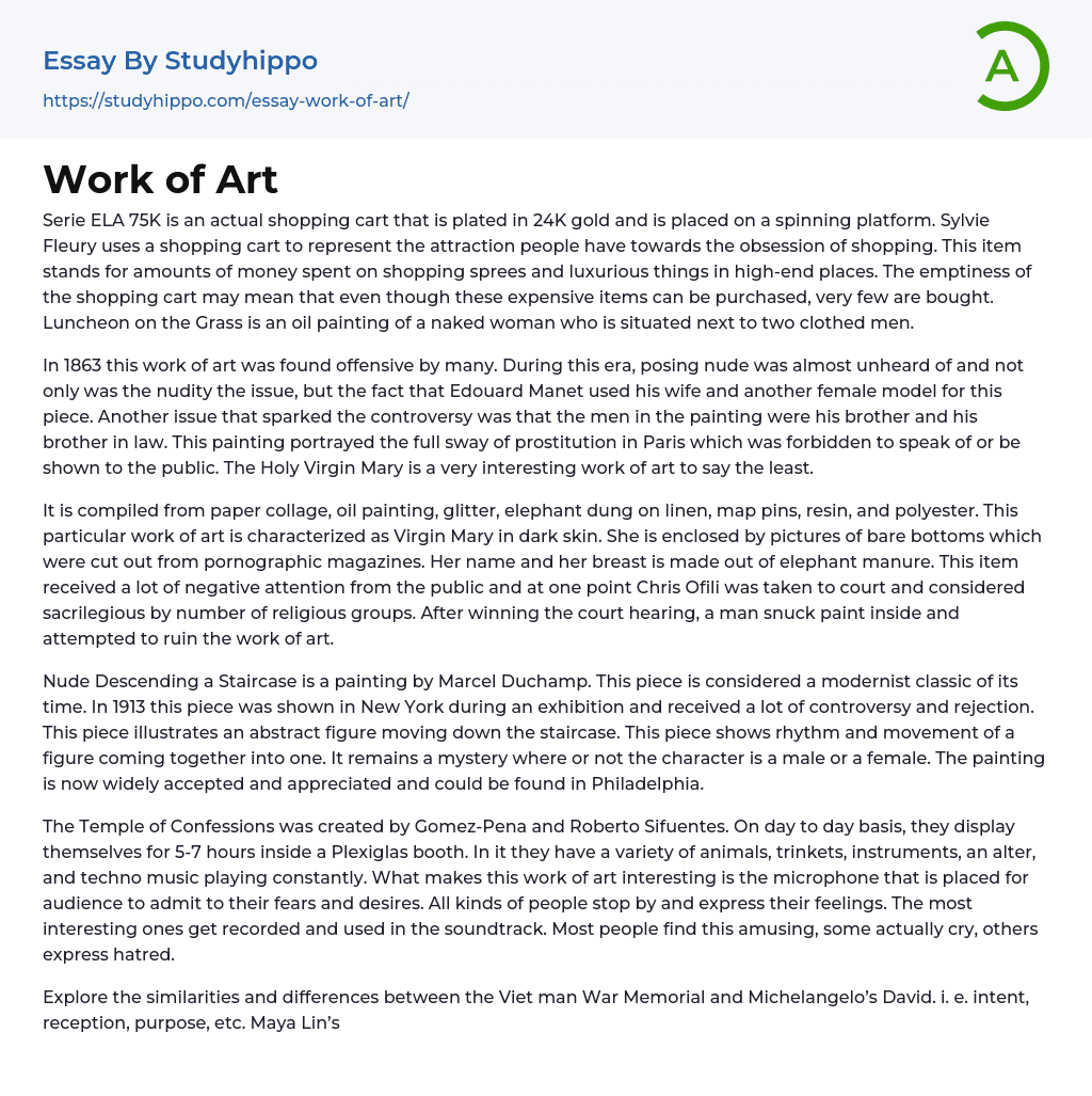 essay about a work of art