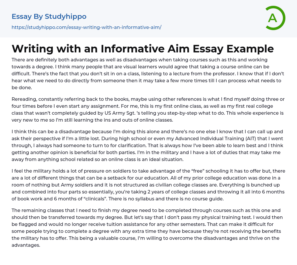 Writing with an Informative Aim Essay Example