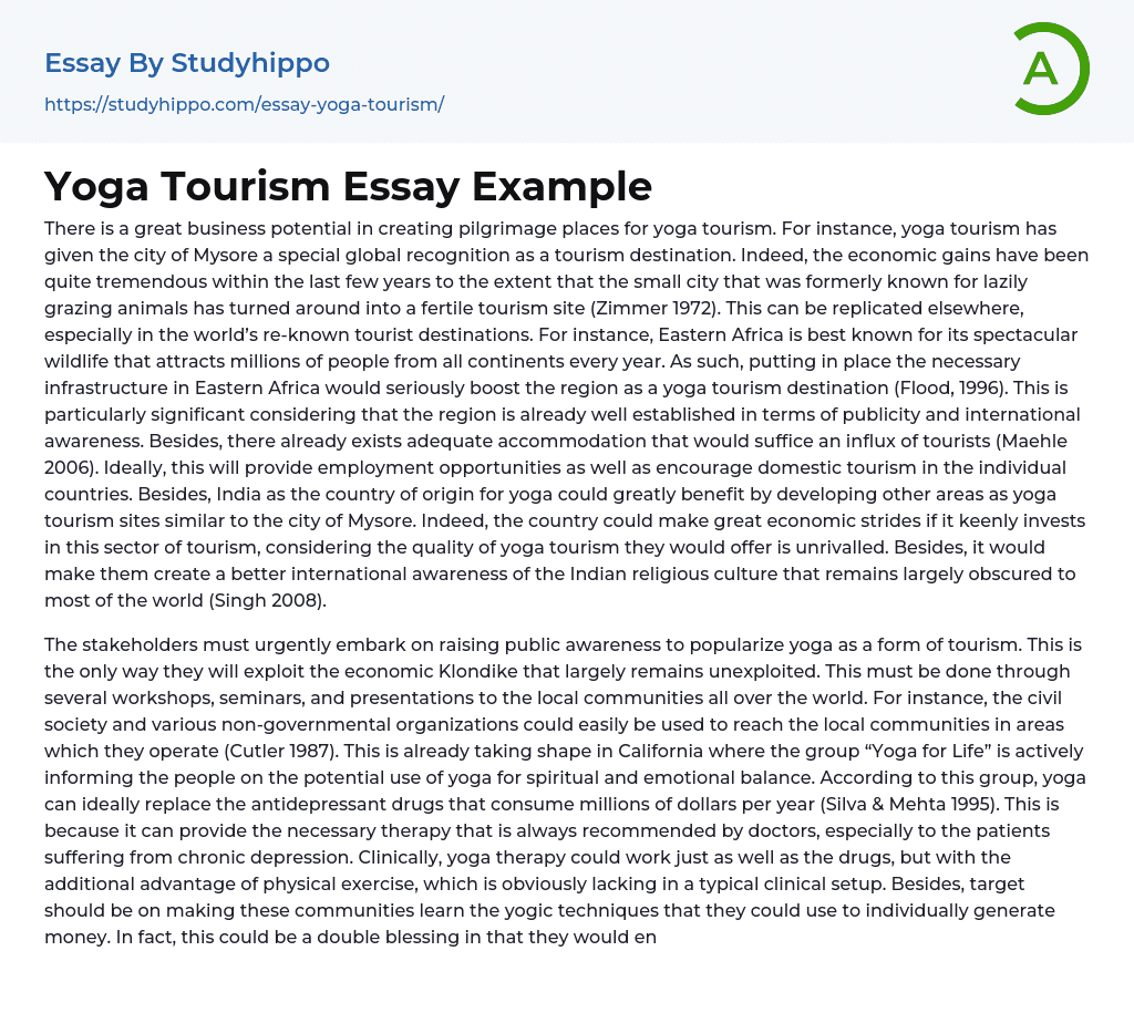 Yoga Tourism Essay Example