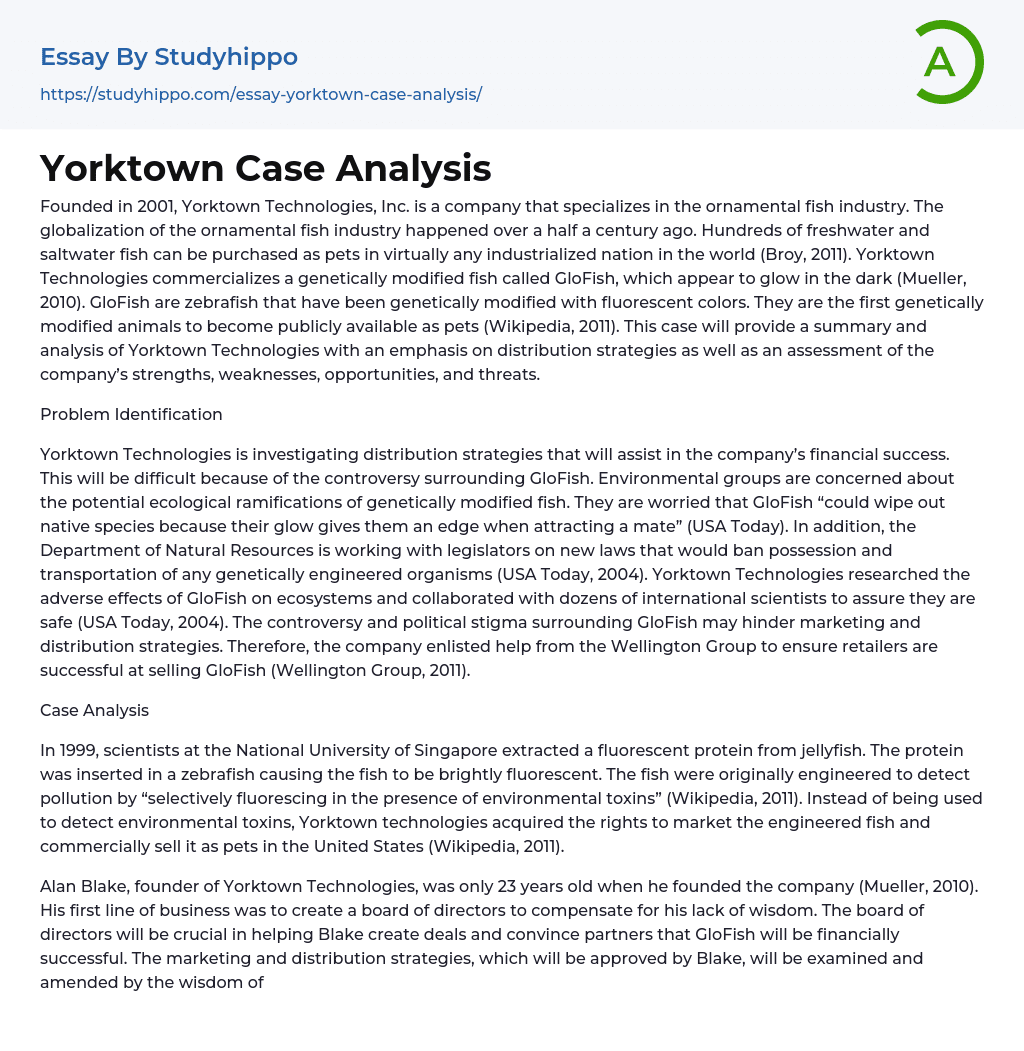 Yorktown Case Analysis Essay Example