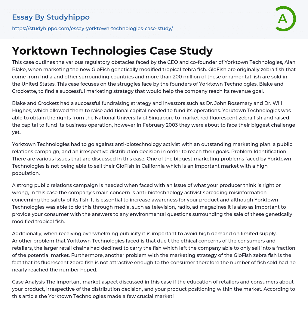 Yorktown Technologies Case Study Essay Example