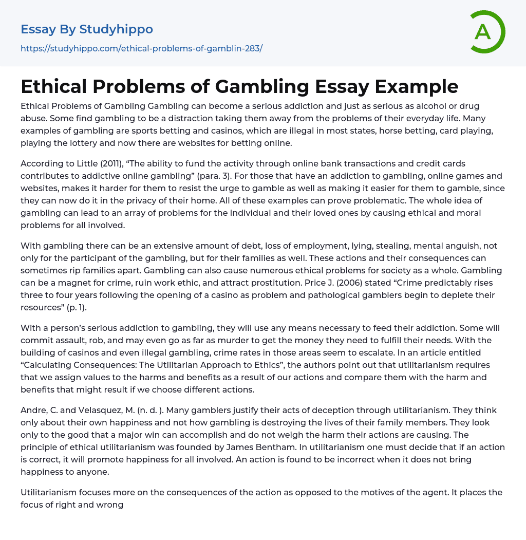 ethical problems of gambling essay