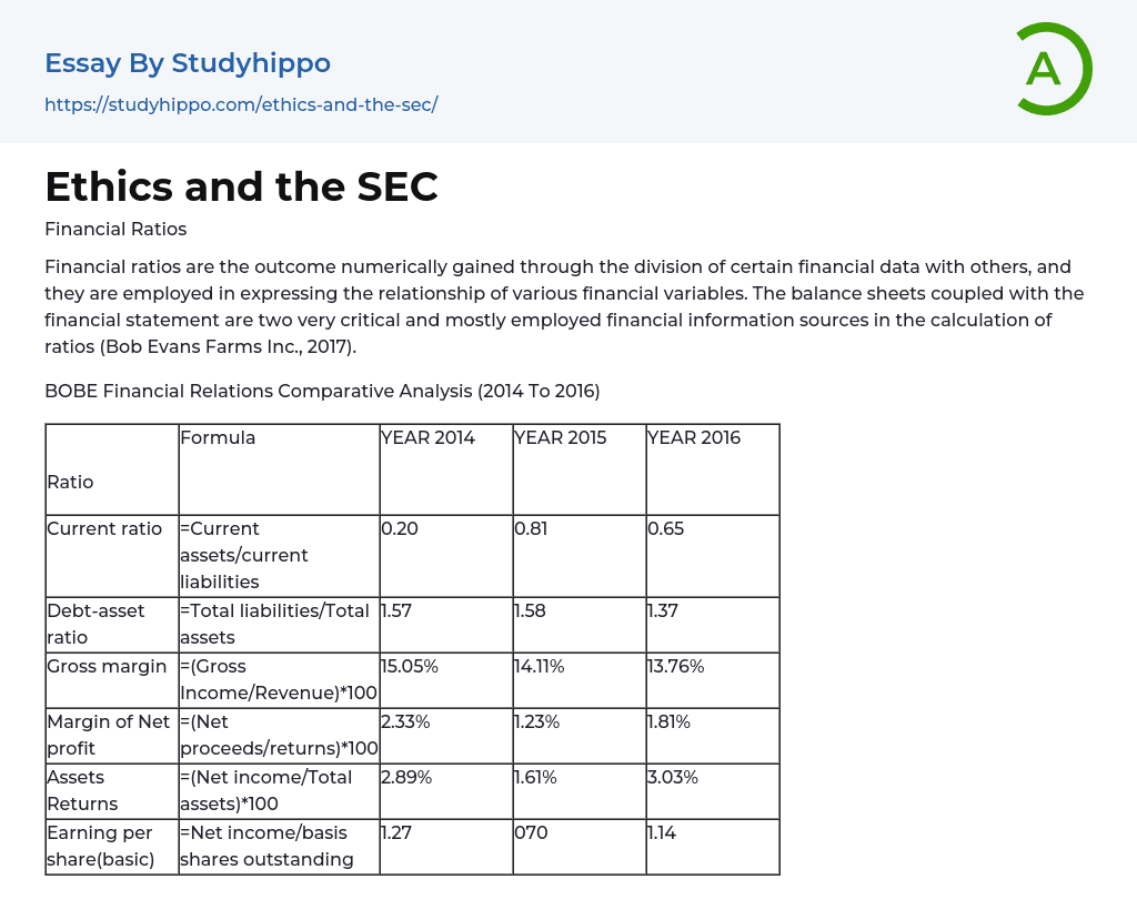 Ethics and the SEC Essay Example