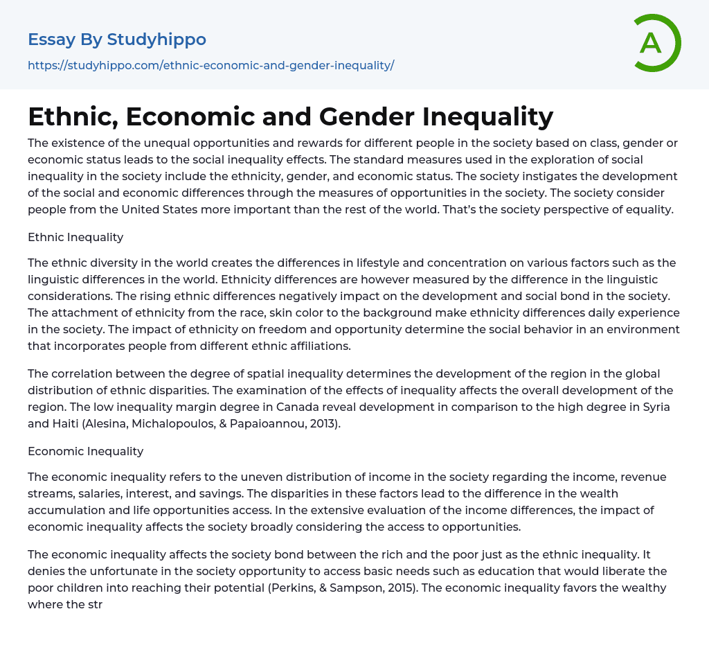 Ethnic, Economic and Gender Inequality Essay Example
