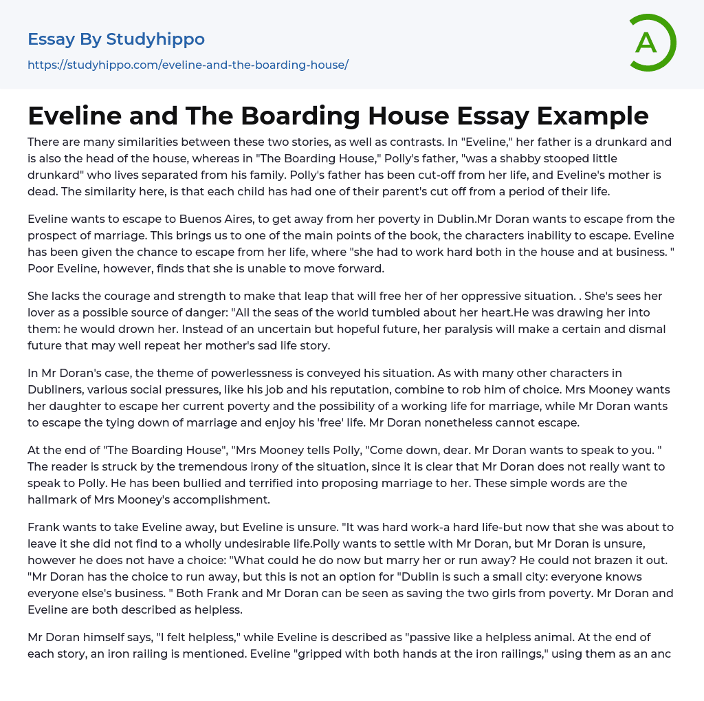 Eveline and The Boarding House Essay Example