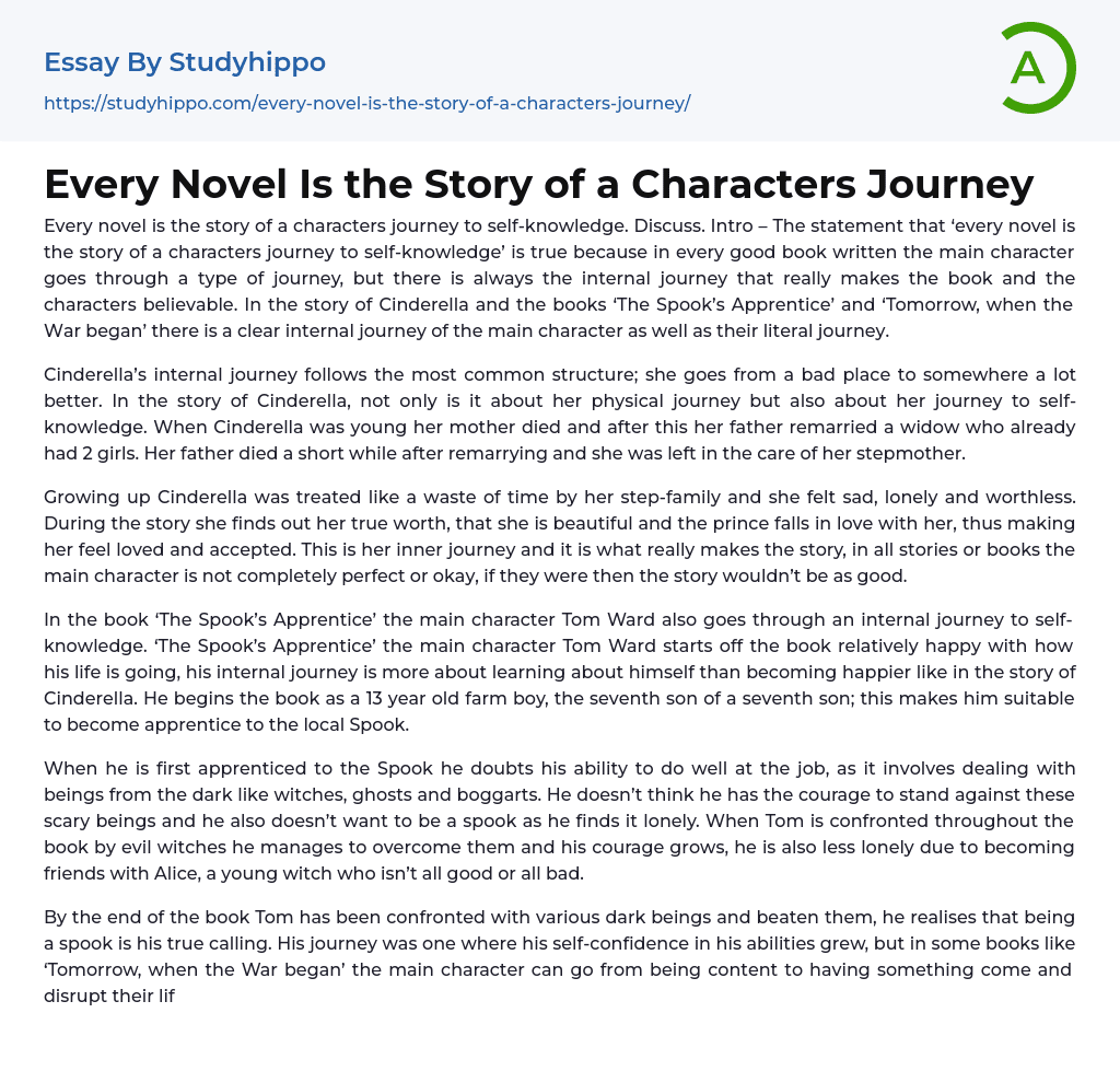 Every Novel Is the Story of a Characters Journey Essay Example