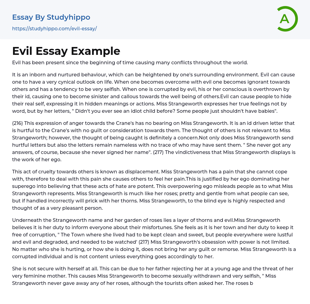 Evil Essay Example