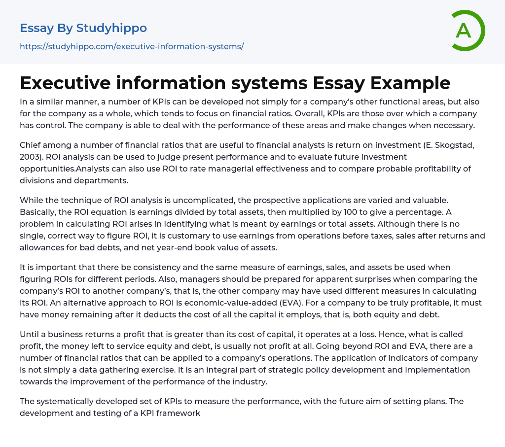 Executive information systems Essay Example