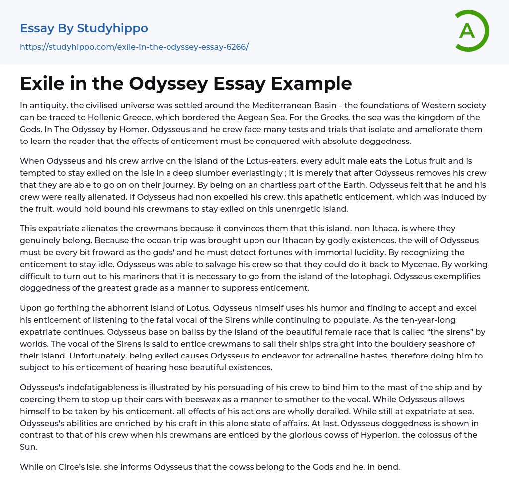 Exile in the Odyssey Essay Example