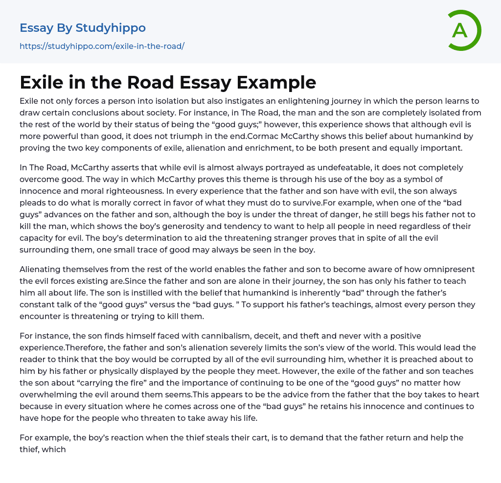 Exile in the Road Essay Example