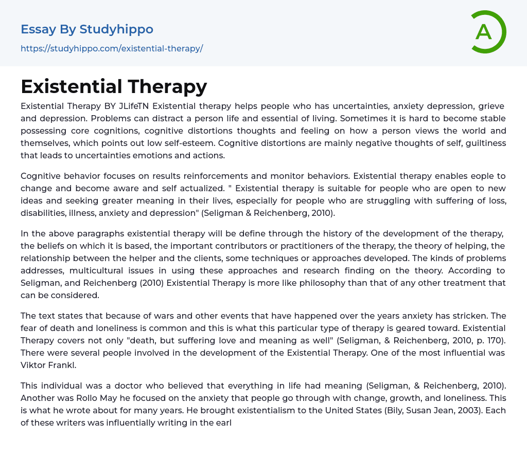 existential therapy essay