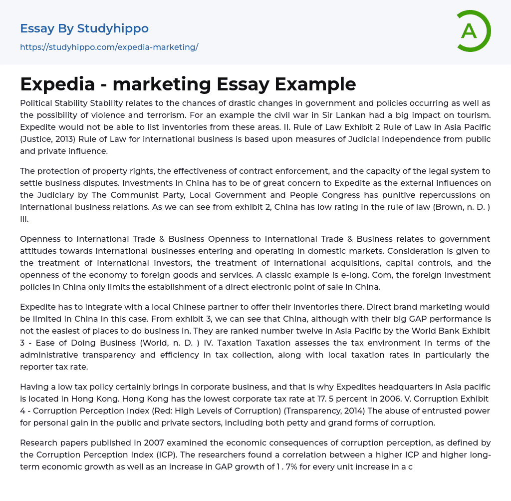 Expedia – marketing Essay Example