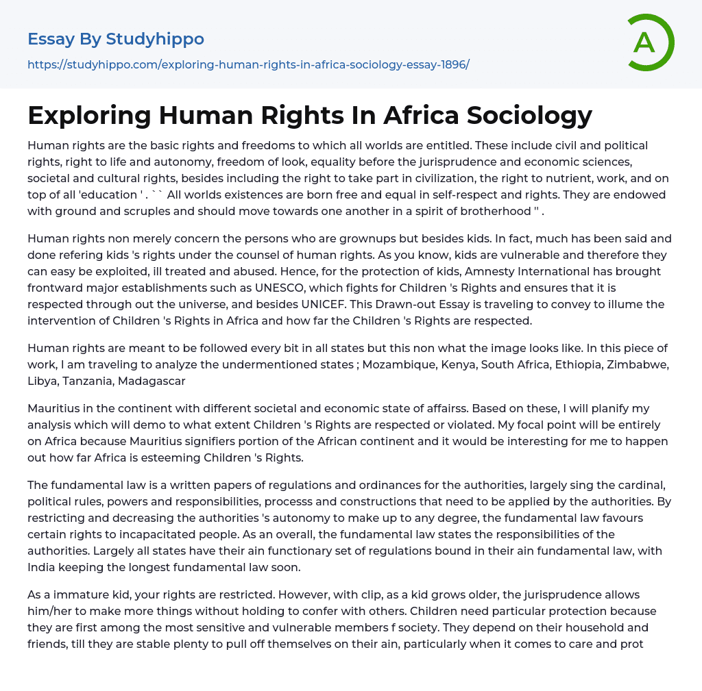 Exploring Human Rights In Africa Sociology Essay Example