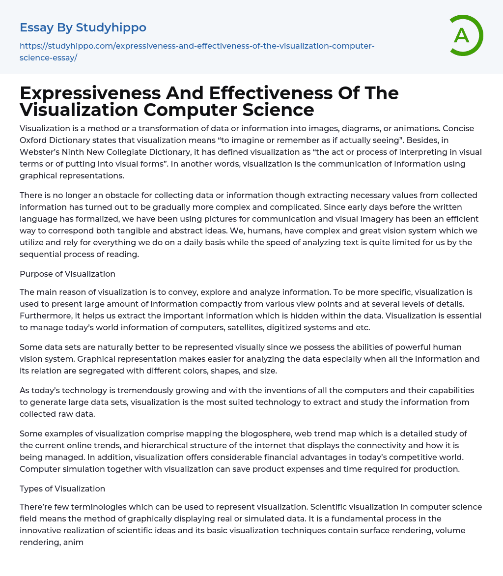 Expressiveness And Effectiveness Of The Visualization Computer Science Essay Example