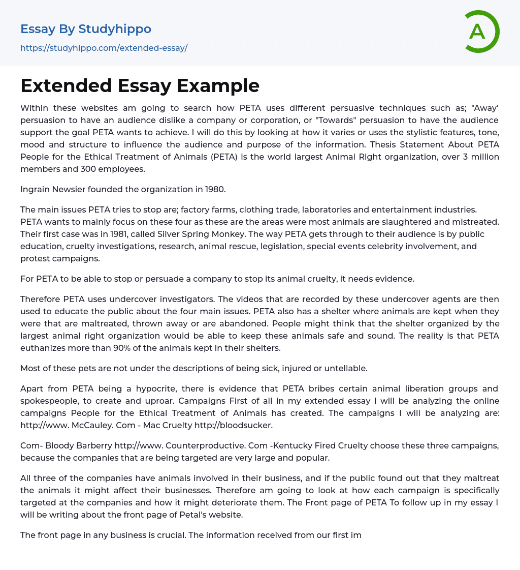 Extended Essay Example