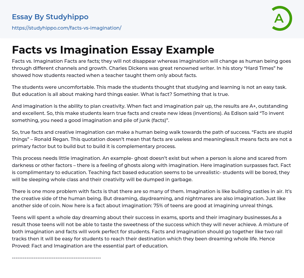 Facts vs Imagination Essay Example