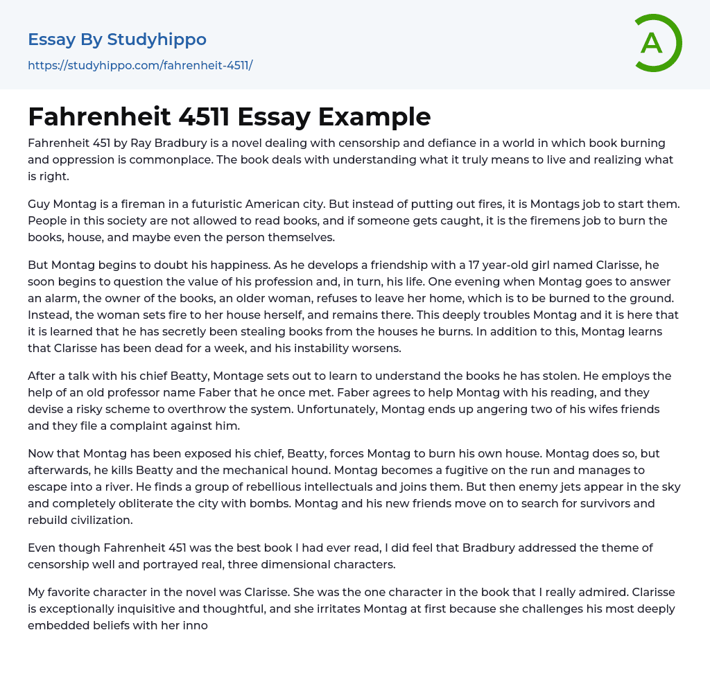 expository essay fahrenheit 451