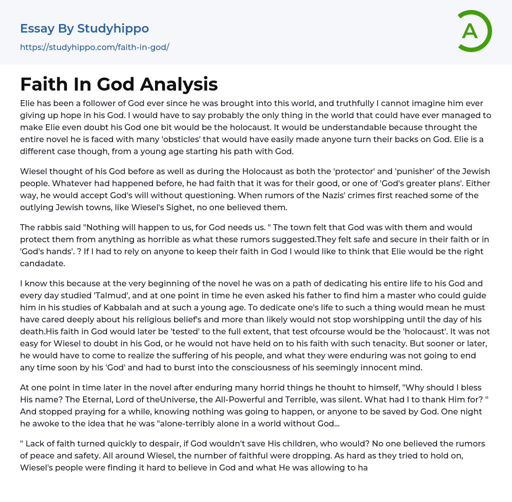 Faith In God Analysis Essay Example
