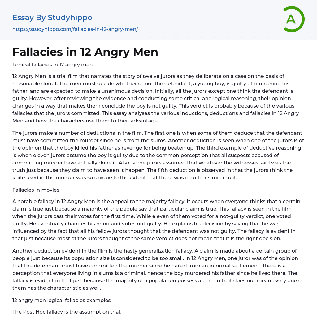 12 angry man essay