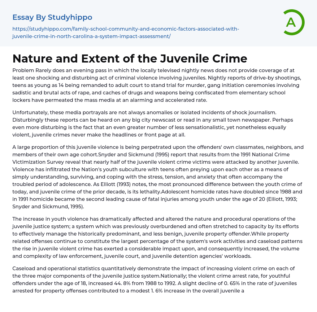 research on different case studies relating to juvenile crimes