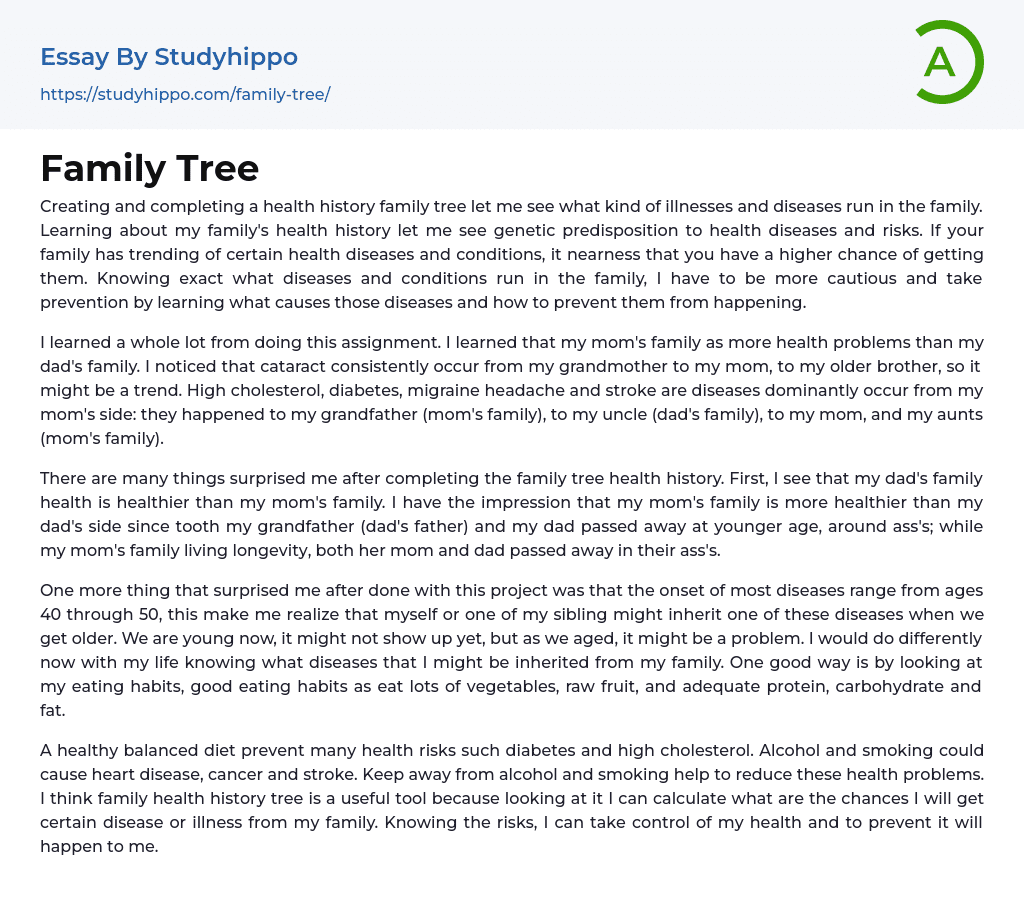 Family Tree Essay Example