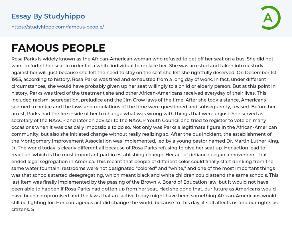 FAMOUS PEOPLE Essay Example