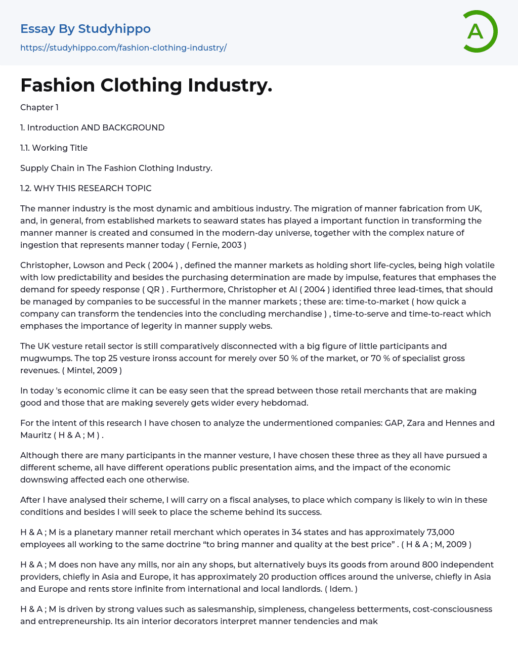 fashion industry essay fce
