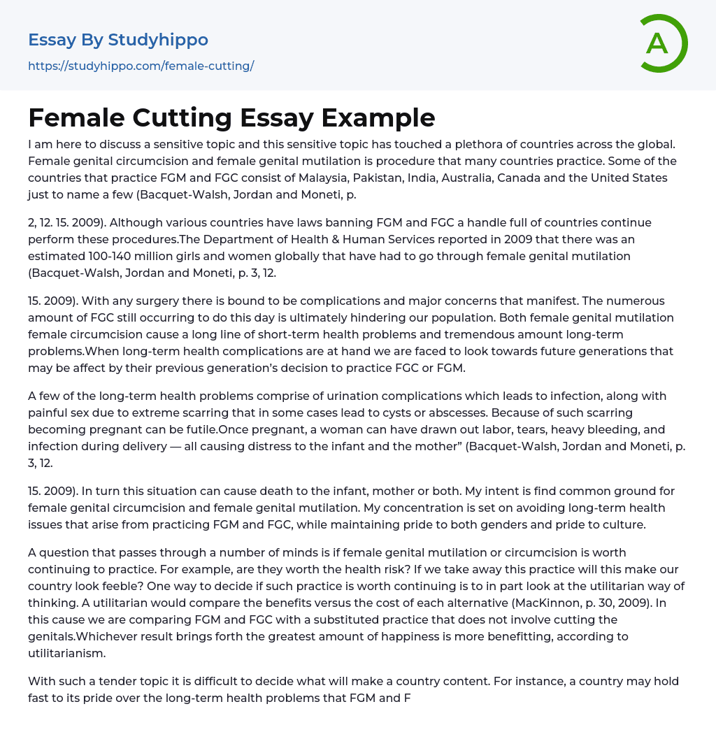 Female Cutting Essay Example