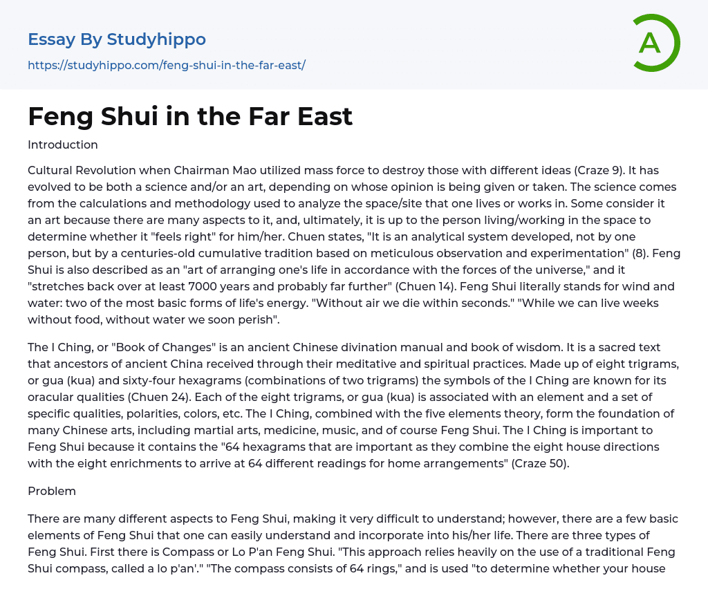 Feng Shui in the Far East Essay Example