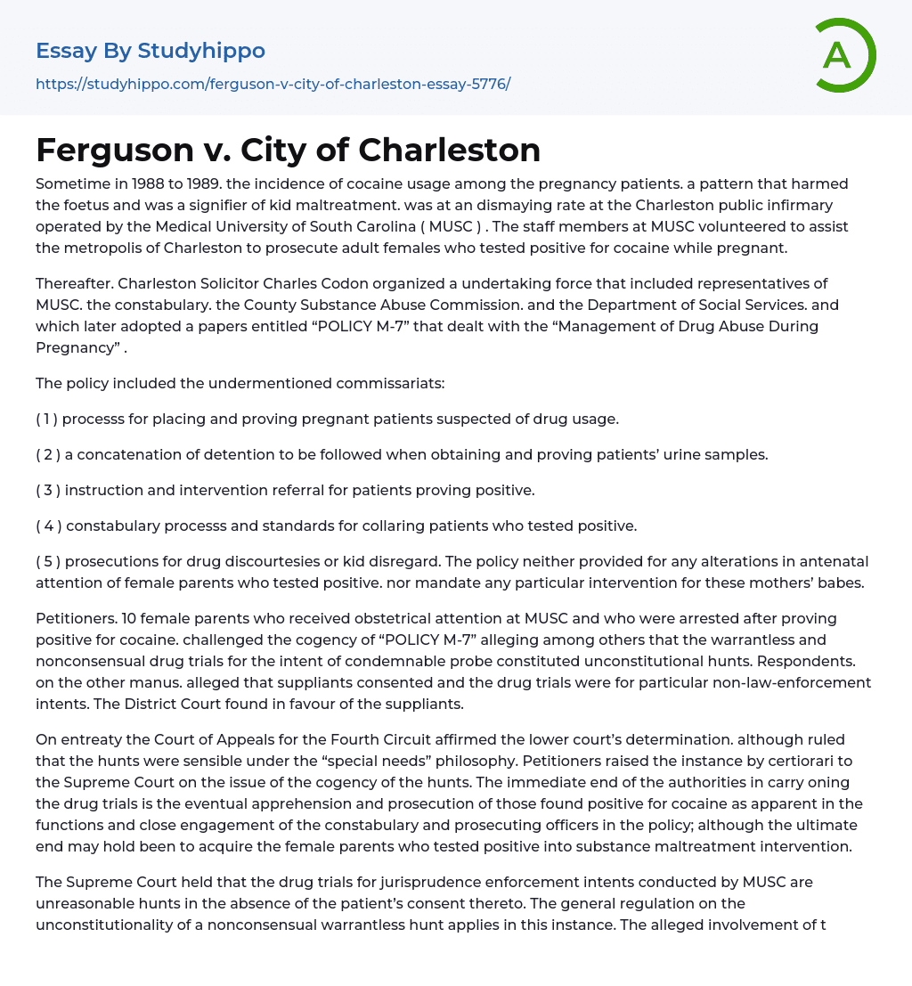 Ferguson v. City of Charleston Essay Example