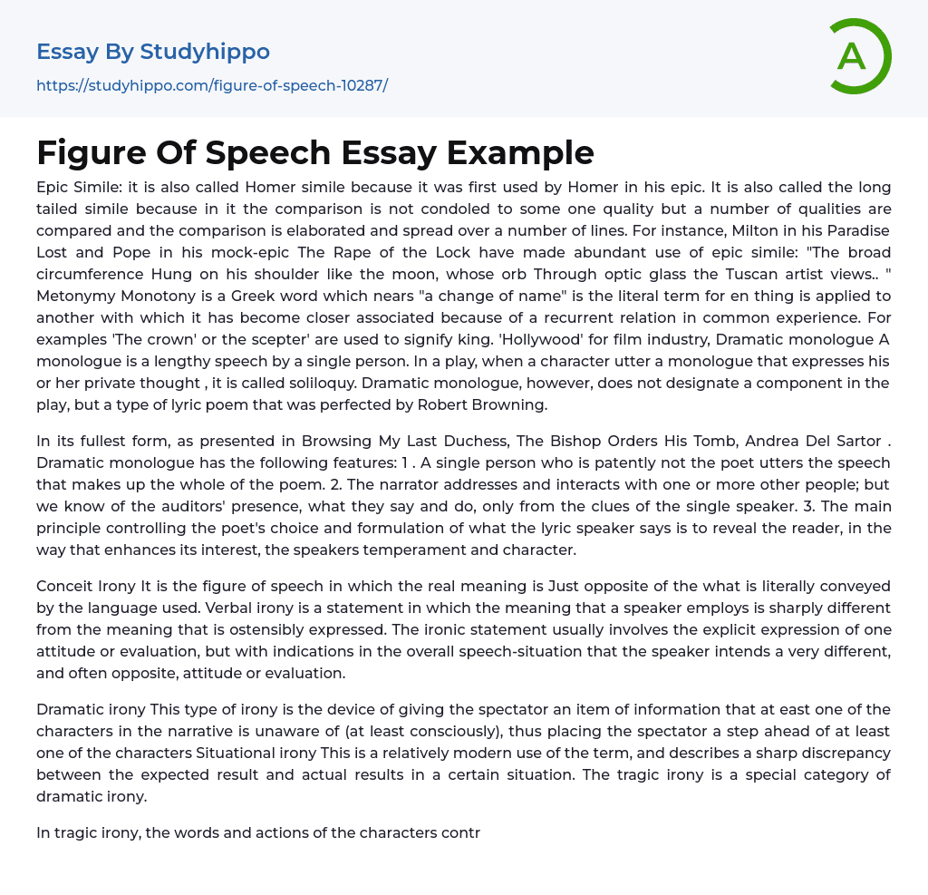 Figure Of Speech Essay Example