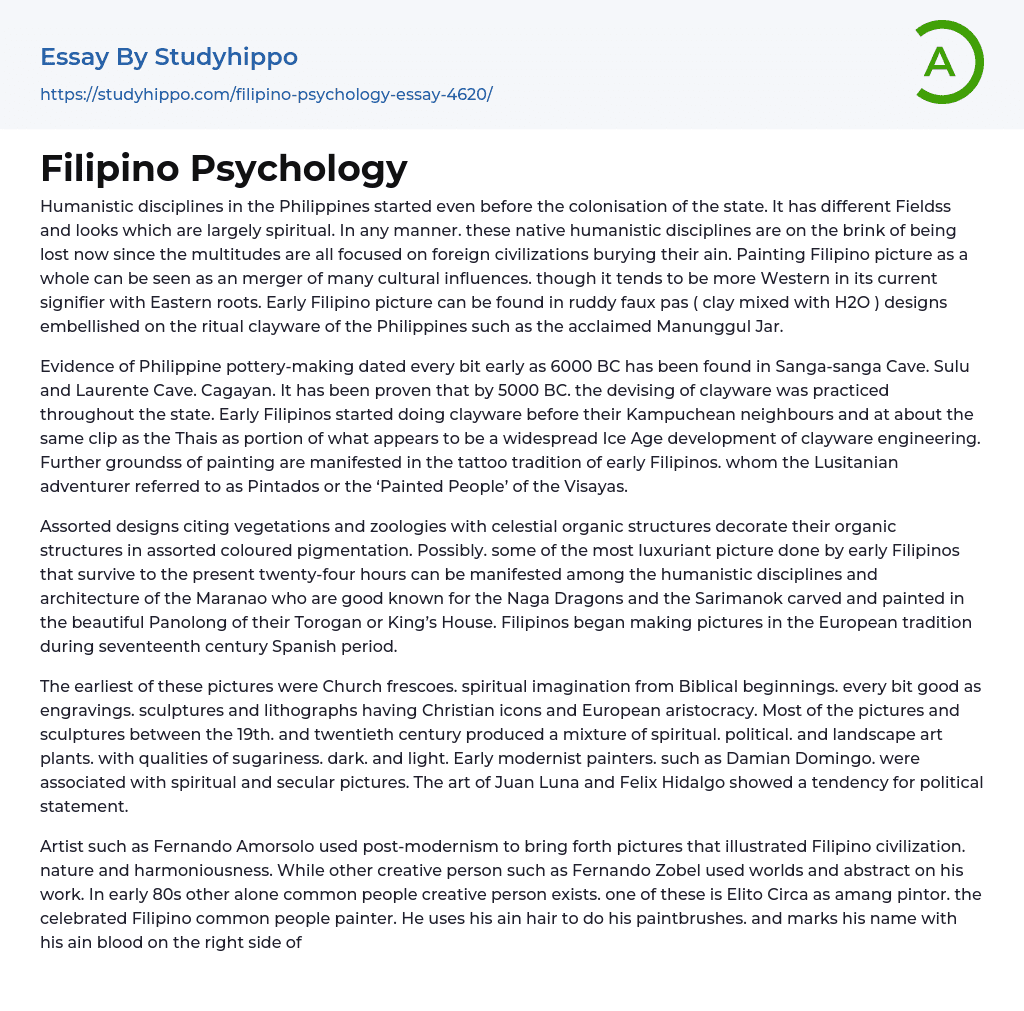 Filipino Psychology Essay Example