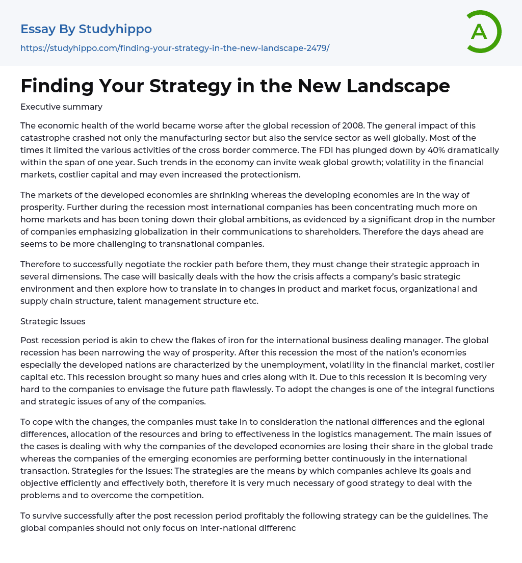 Finding Your Strategy in the New Landscape Essay Example