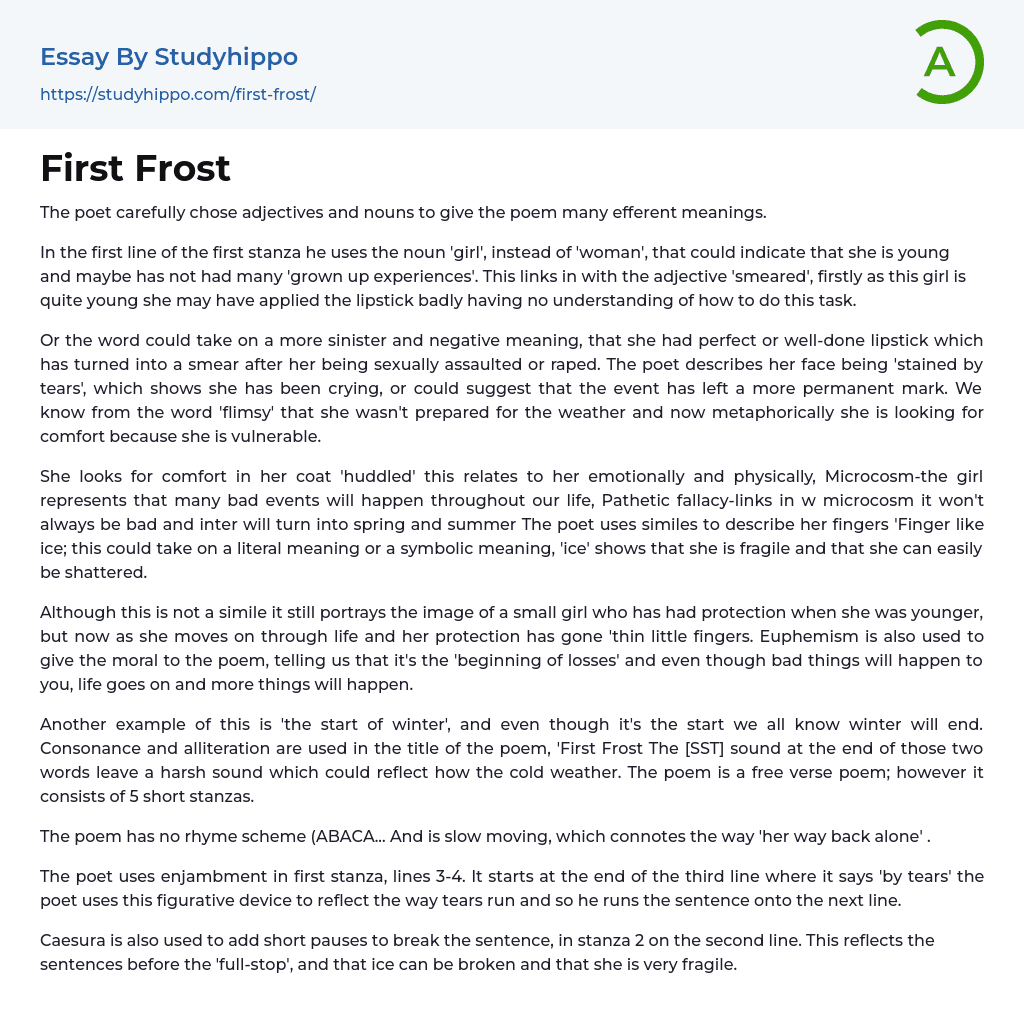 First Frost Essay Example