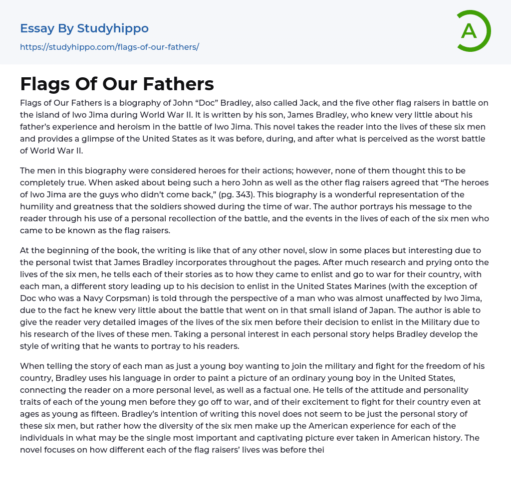 Flags Of Our Fathers Essay Example