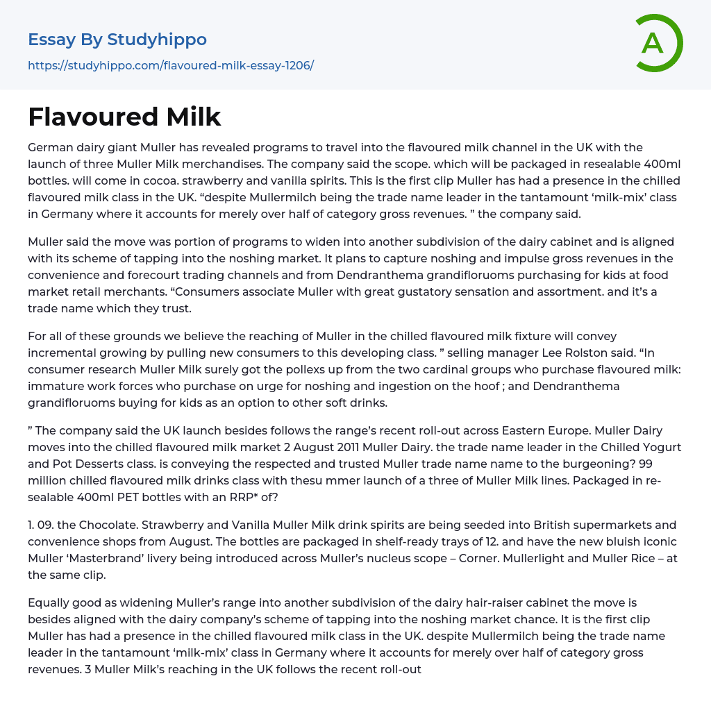 Flavoured Milk Essay Example