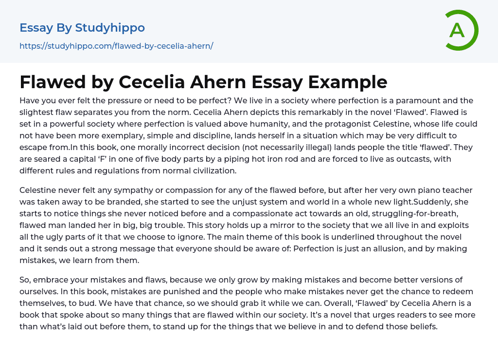 Flawed by Cecelia Ahern Essay Example