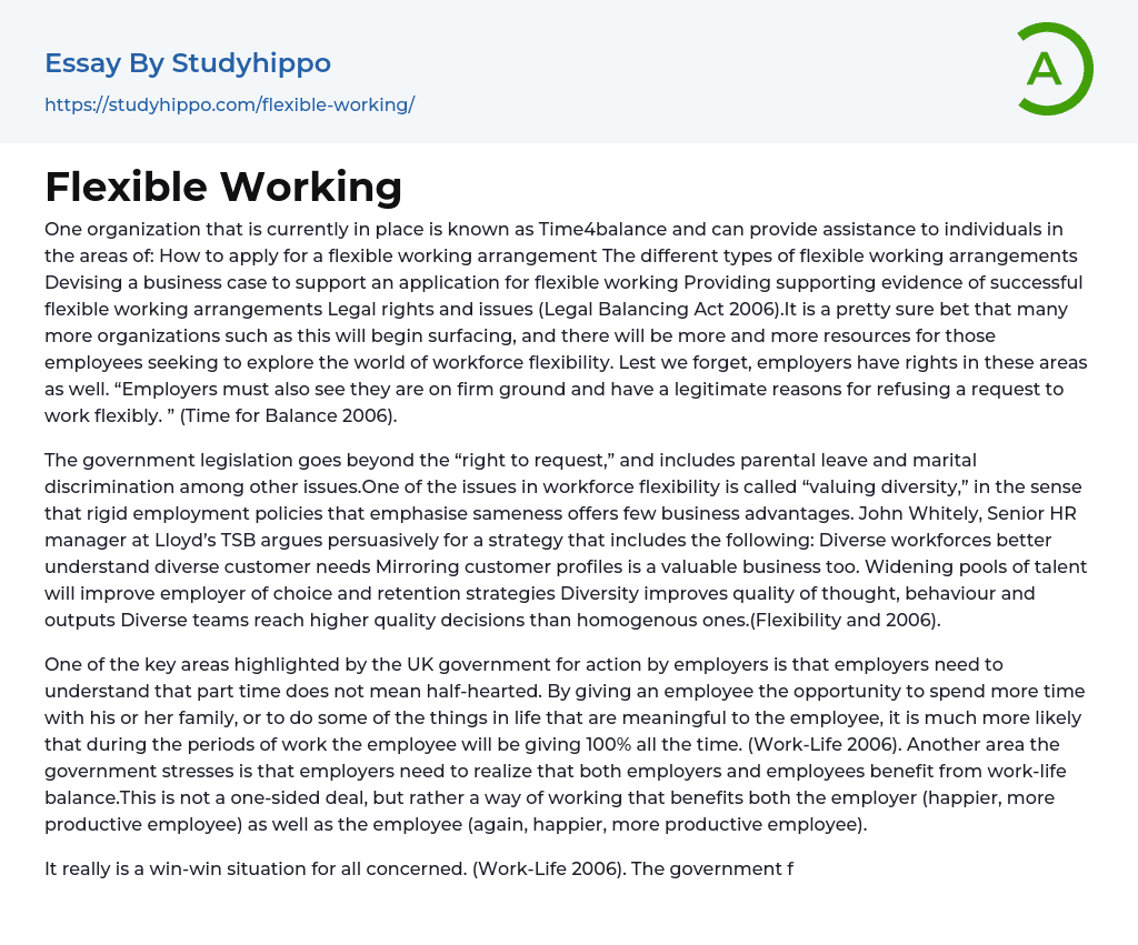 Flexible Working Essay Example