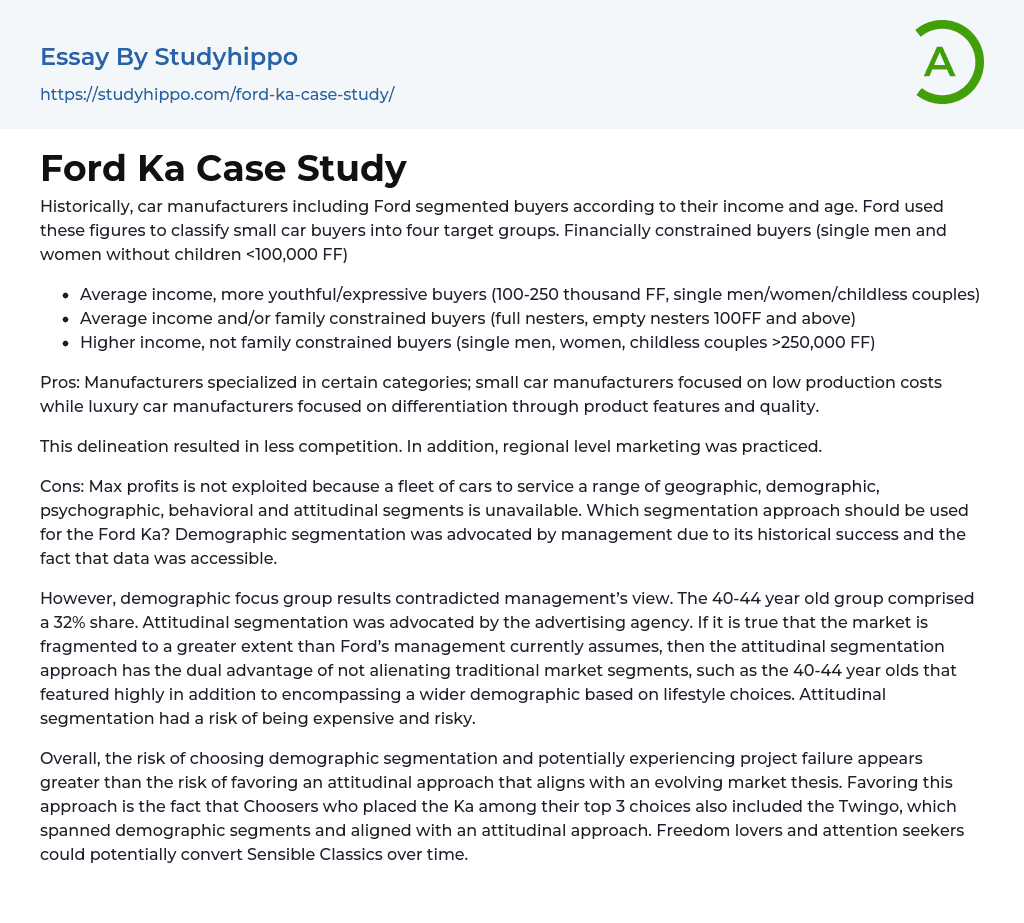 ford ka case study