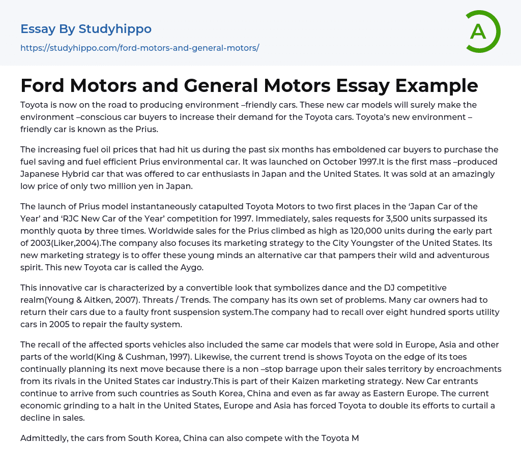 general motors essay